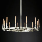 Round Brass Linear Chandelier