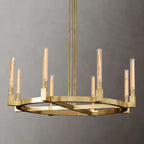 Round Brass Linear Chandelier