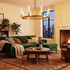 Round Brass Linear Chandelier