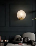 Postmodern LED Spanish Marble Chandelier Lamp in Brass for staircase by Bling Lighting Studio