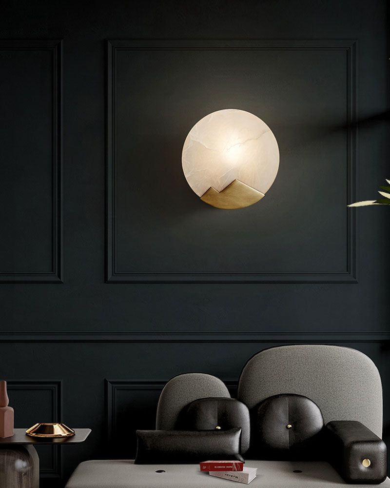 Postmodern LED Spanish Marble Chandelier Lamp in Brass for staircase by Bling Lighting Studio