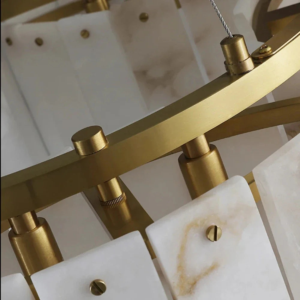 Oakley Two-Tier Layered Alabaster Chandelier material and finish detail