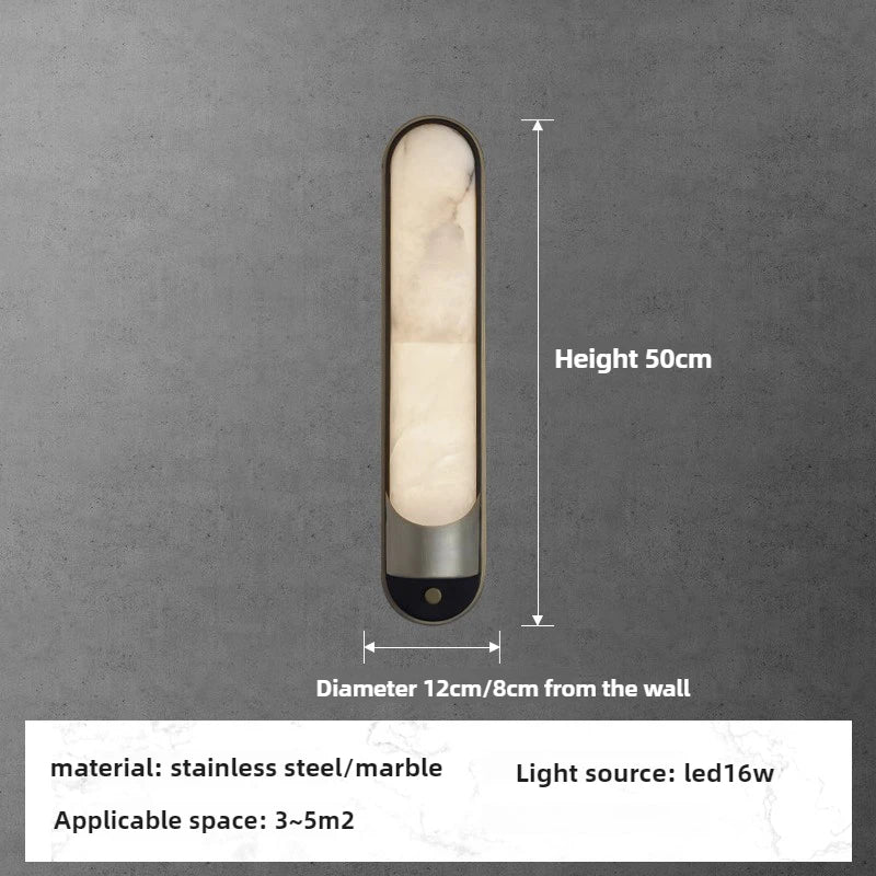 Sandford Stainless Steel & Alabaster Wall Sconce material and finish detail
