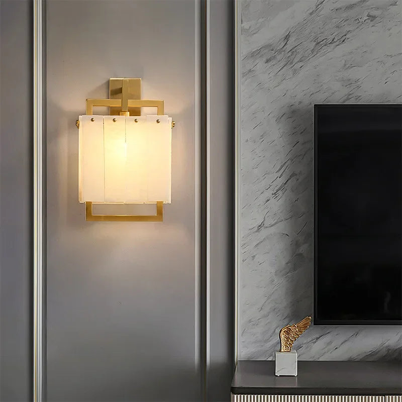 Stuart Modern Alabaster & Copper Wall Sconce additional product view