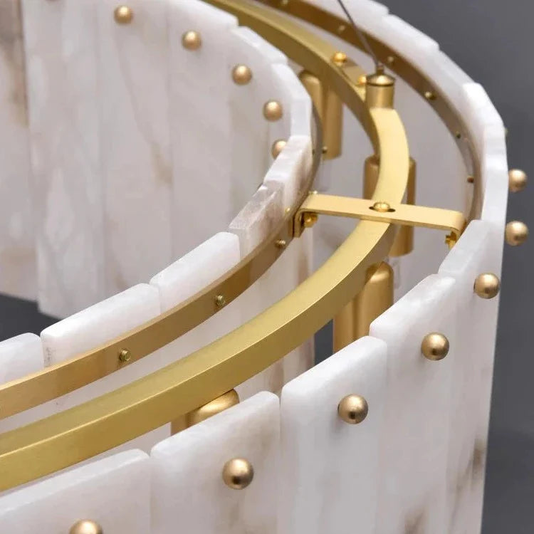 Oakley Layered Alabaster Dining Room Chandelier material and finish detail