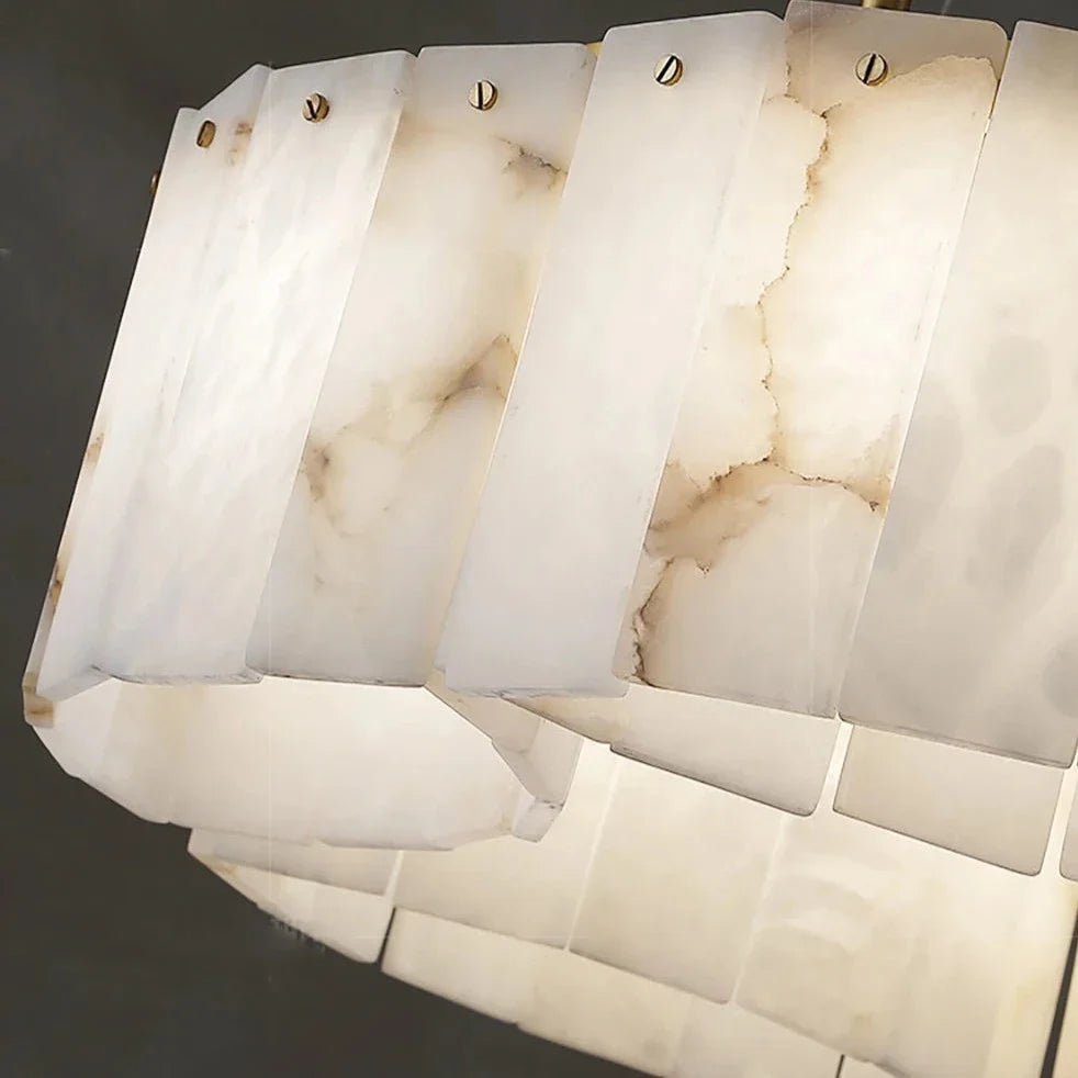 Oakley Layered Alabaster Flush Mount Chandelier material and finish detail