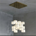 Modern Luxury Alabaster Cubic Round Pendant For Dining Table, Staircase by Bling Lighting Studio
