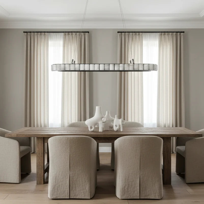 Hampton Alabaster Dining Room Chandelier material and finish detail