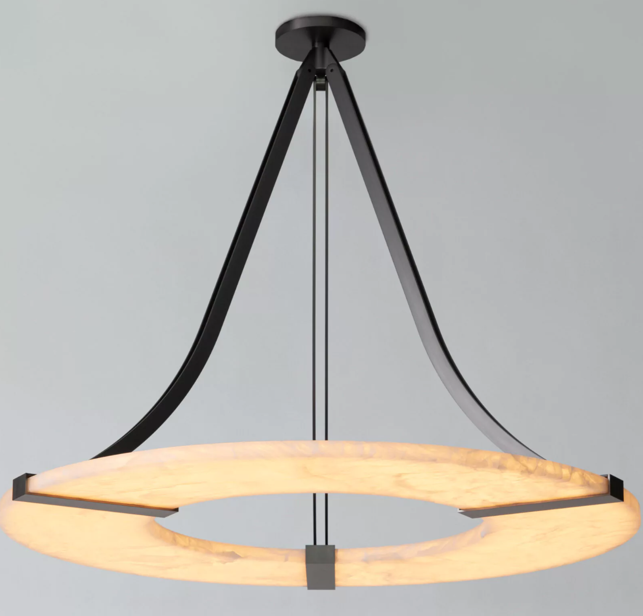 Modern Round Alabaster Chandelier by Bling Lighting Studio