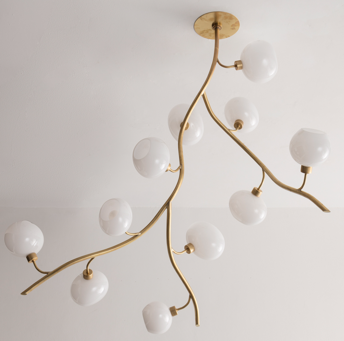 Modern Brass Branch Chandelier with Handcrafted Glass Globes by Bling Lighting Studio