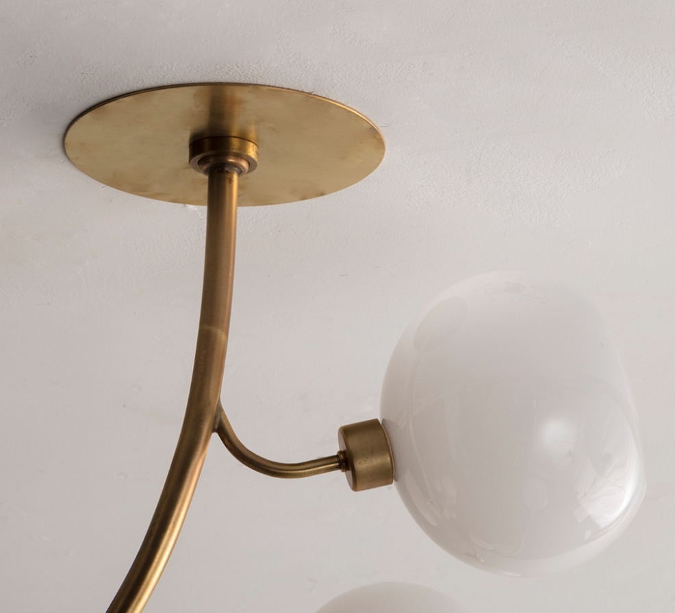 Modern Brass Branch Chandelier with Handcrafted Glass Globes by Bling Lighting Studio