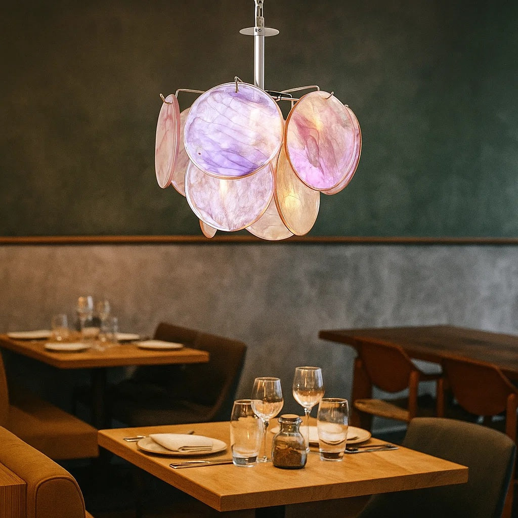 Murano Glass Disc Chandelier detail view
