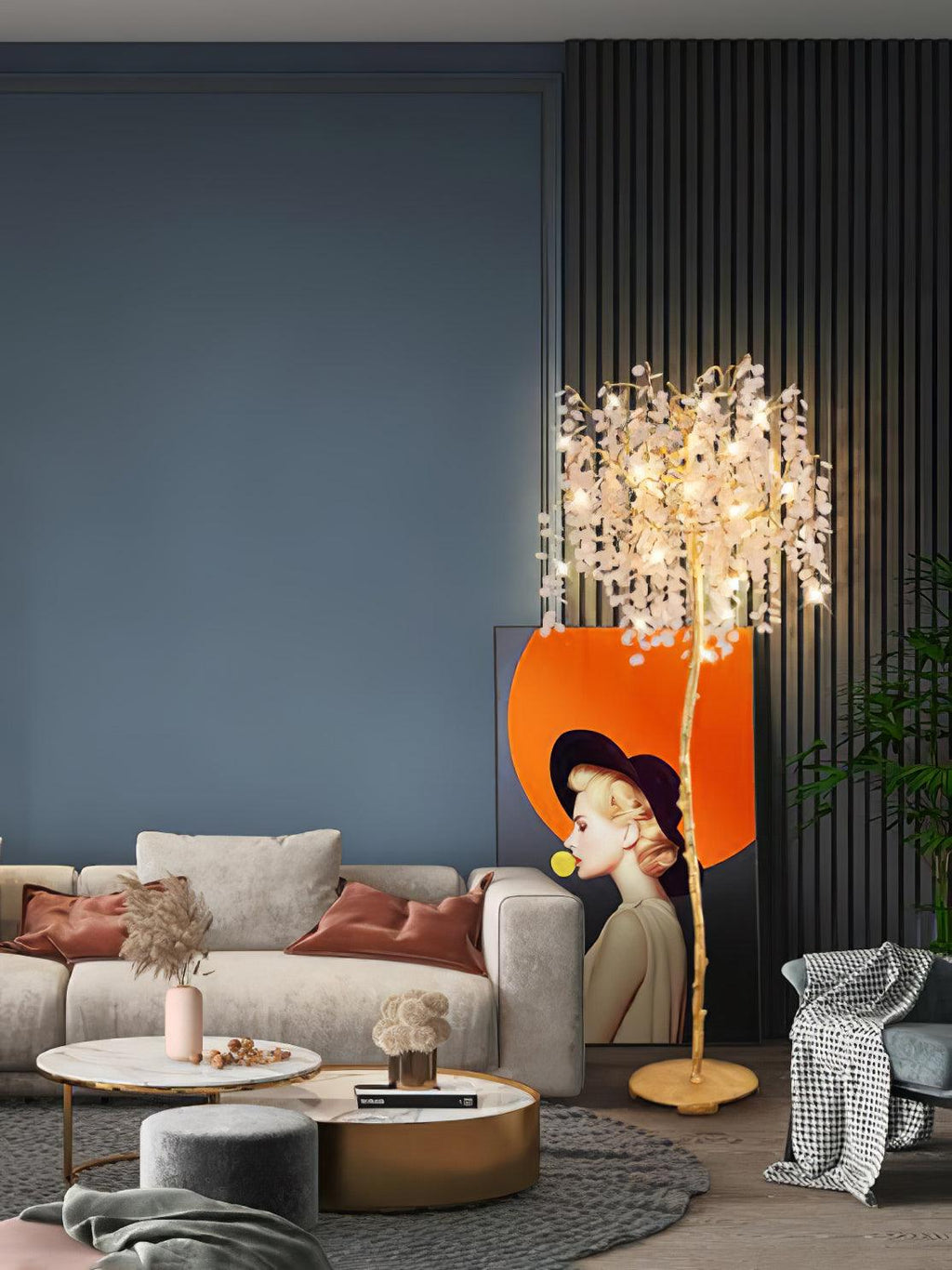 Shiro Noda Branch Crystal Floor Lamp by Bling Lighting Studio