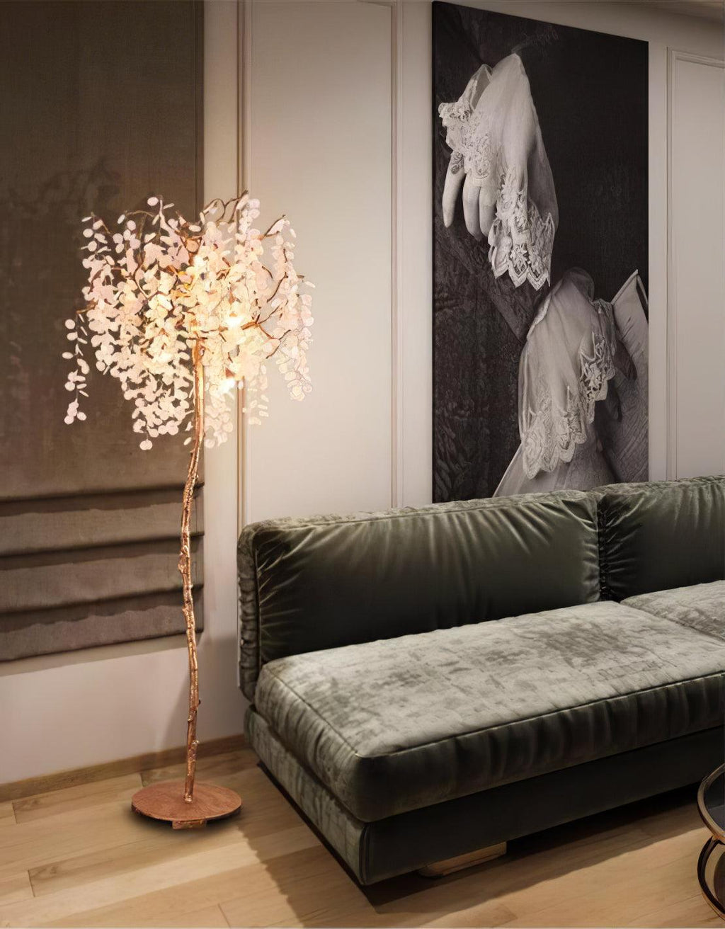 Shiro Noda Branch Crystal Floor Lamp by Bling Lighting Studio