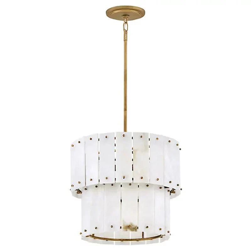 Simona Alabaster Round 2-Tier Chandelier 17.5"D 24"D