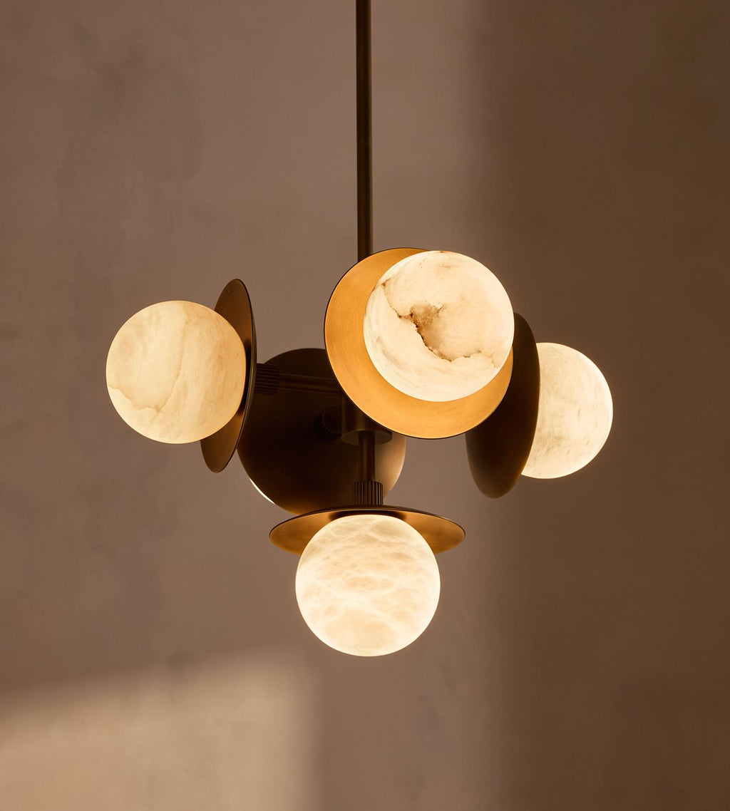 Snowflake Alabaster Orb Chandelier by Bling Lighting Studio