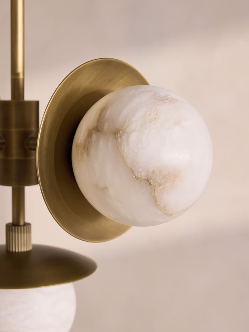 Snowflake Alabaster Orb Chandelier by Bling Lighting Studio