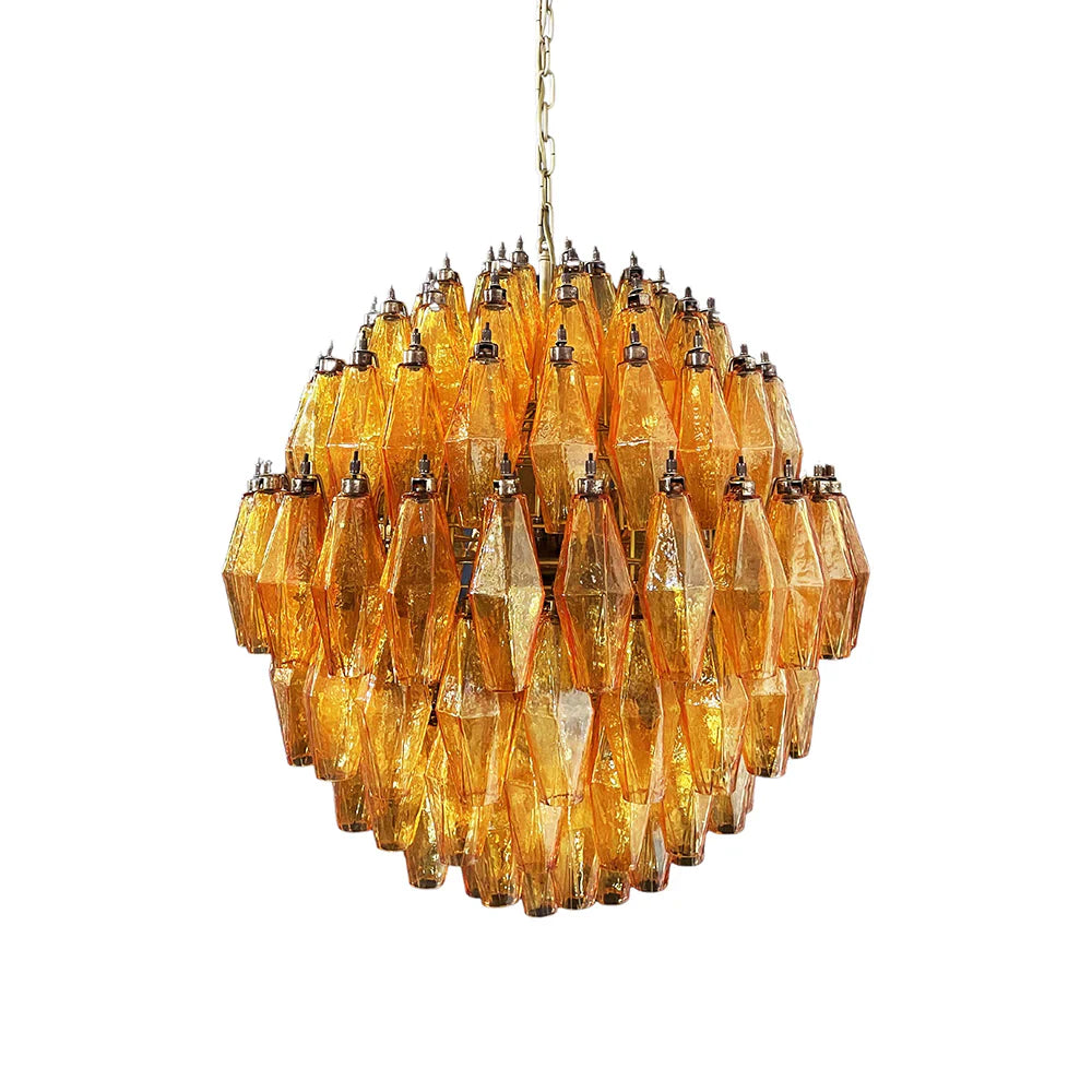 Spherical Murano Poliedri Amber Glass Chandelier product image