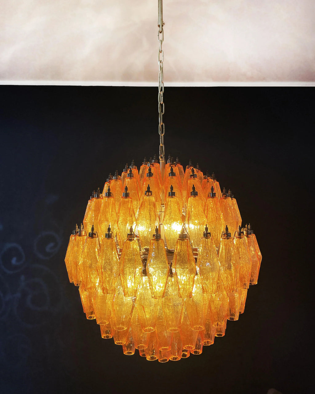 Spherical Murano Poliedri Amber Glass Chandelier product image