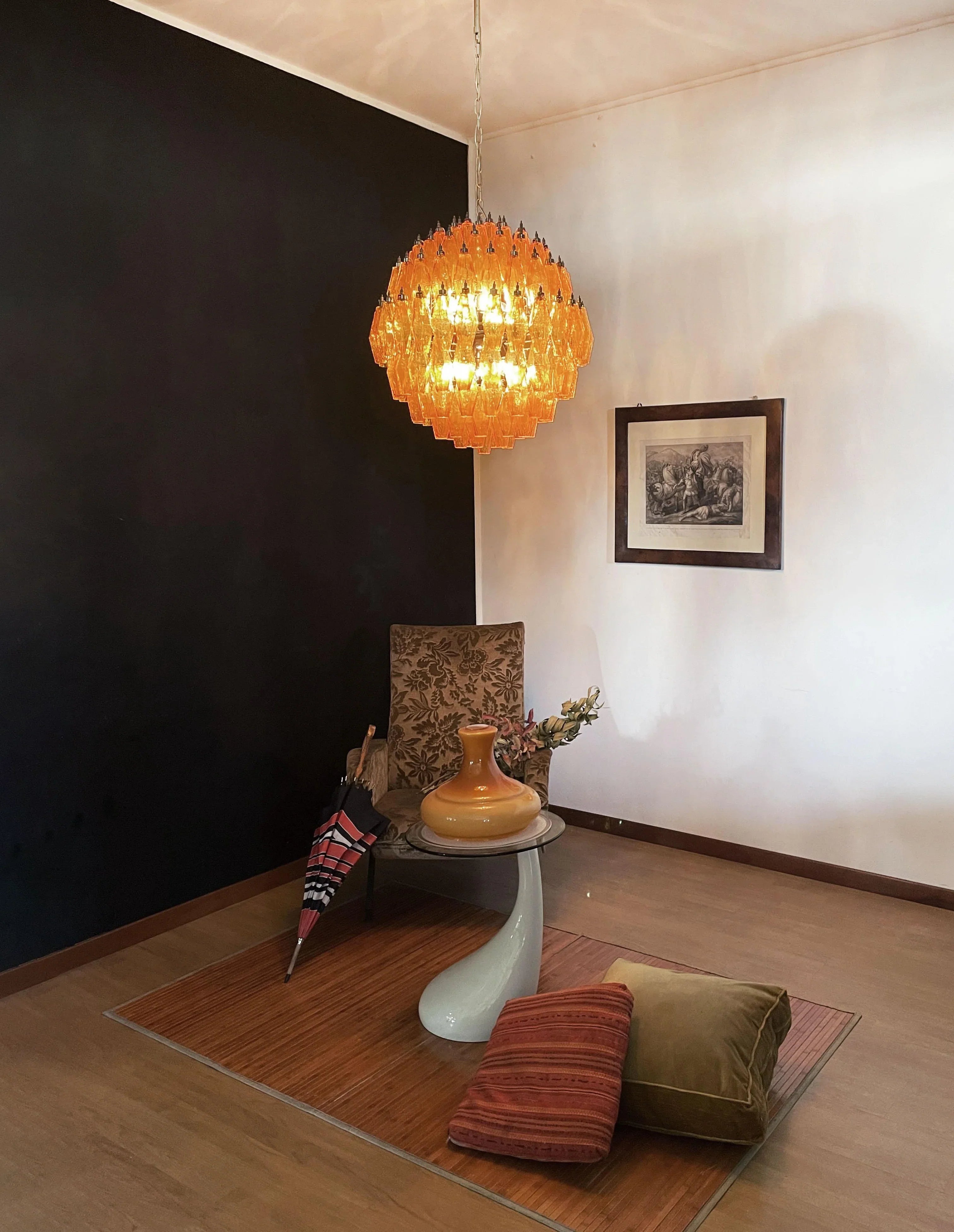 Spherical Murano Poliedri Amber Glass Chandelier additional product view