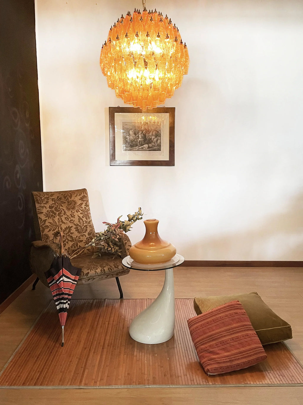 Spherical Murano Poliedri Amber Glass Chandelier product image