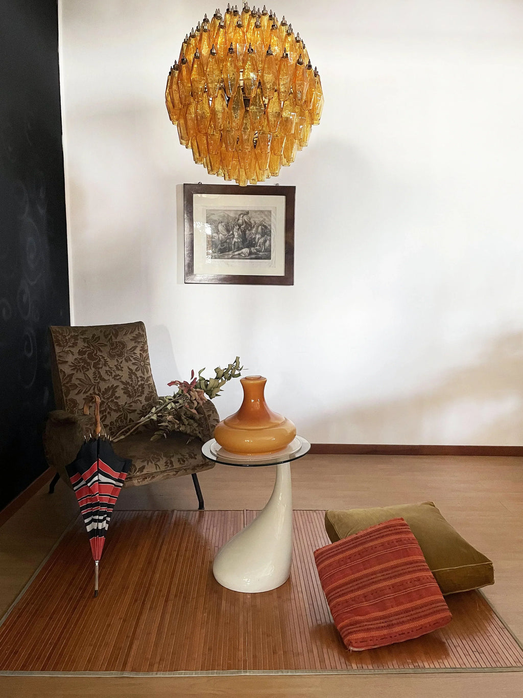 Spherical Murano Poliedri Amber Glass Chandelier product image