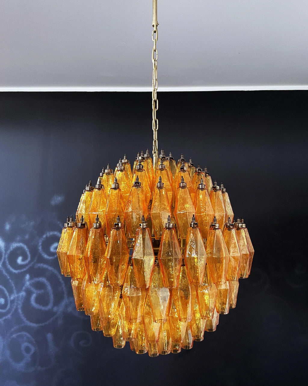 Spherical Murano Poliedri Amber Glass Chandelier product image