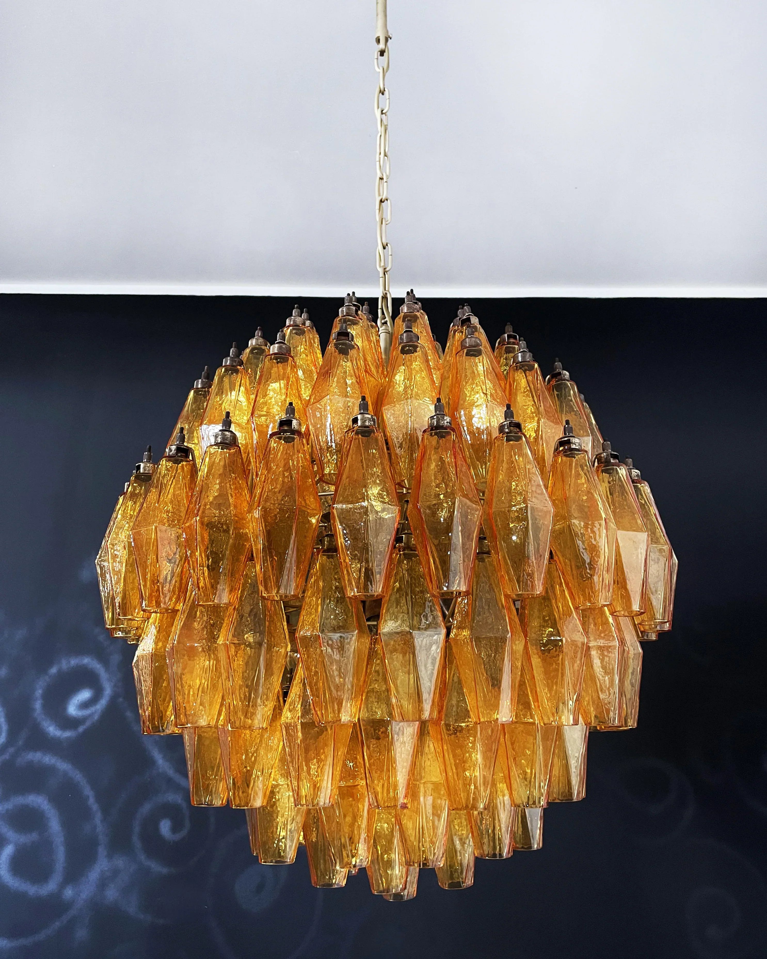 Spherical Murano Poliedri Amber Glass Chandelier product image