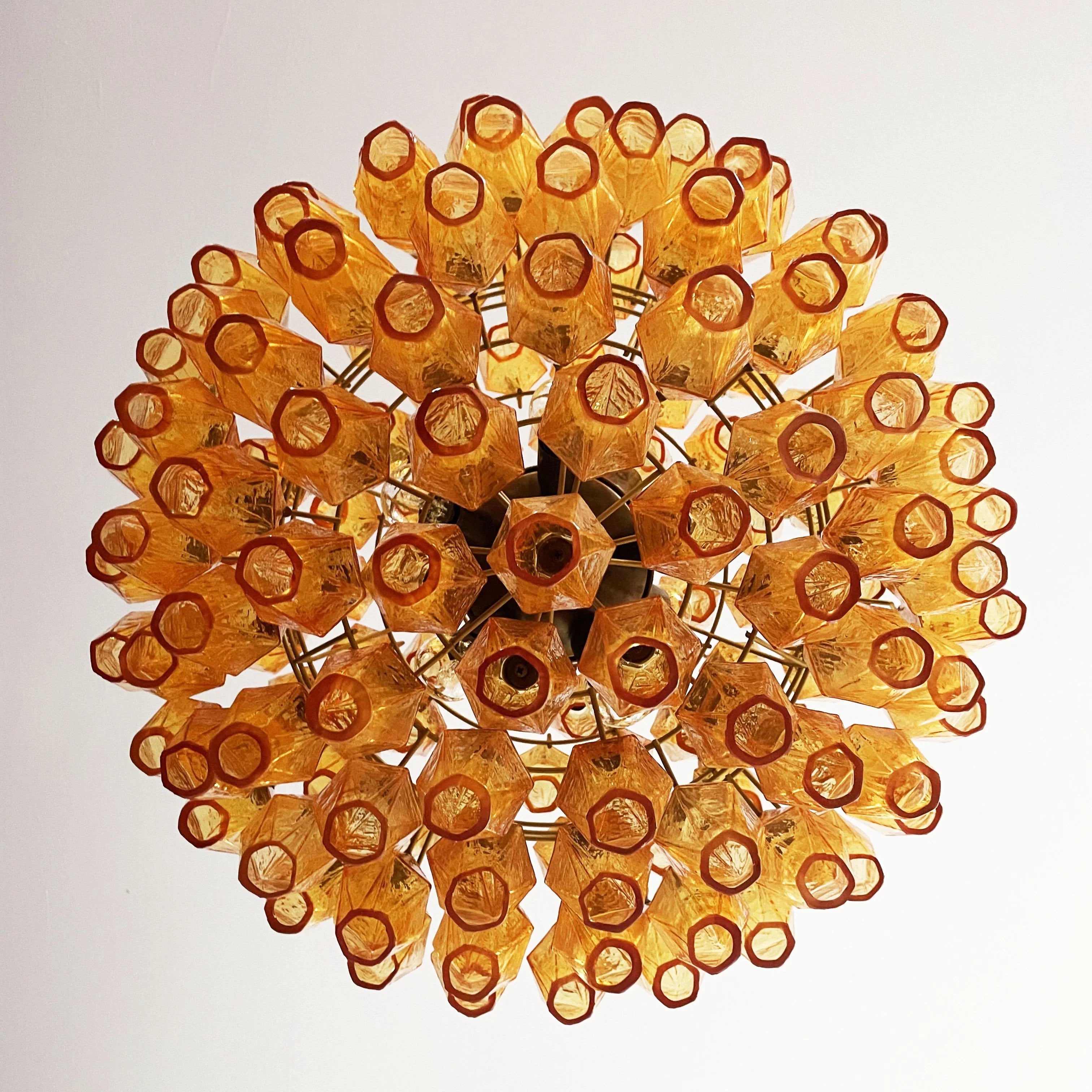 Spherical Murano Poliedri Amber Glass Chandelier product image