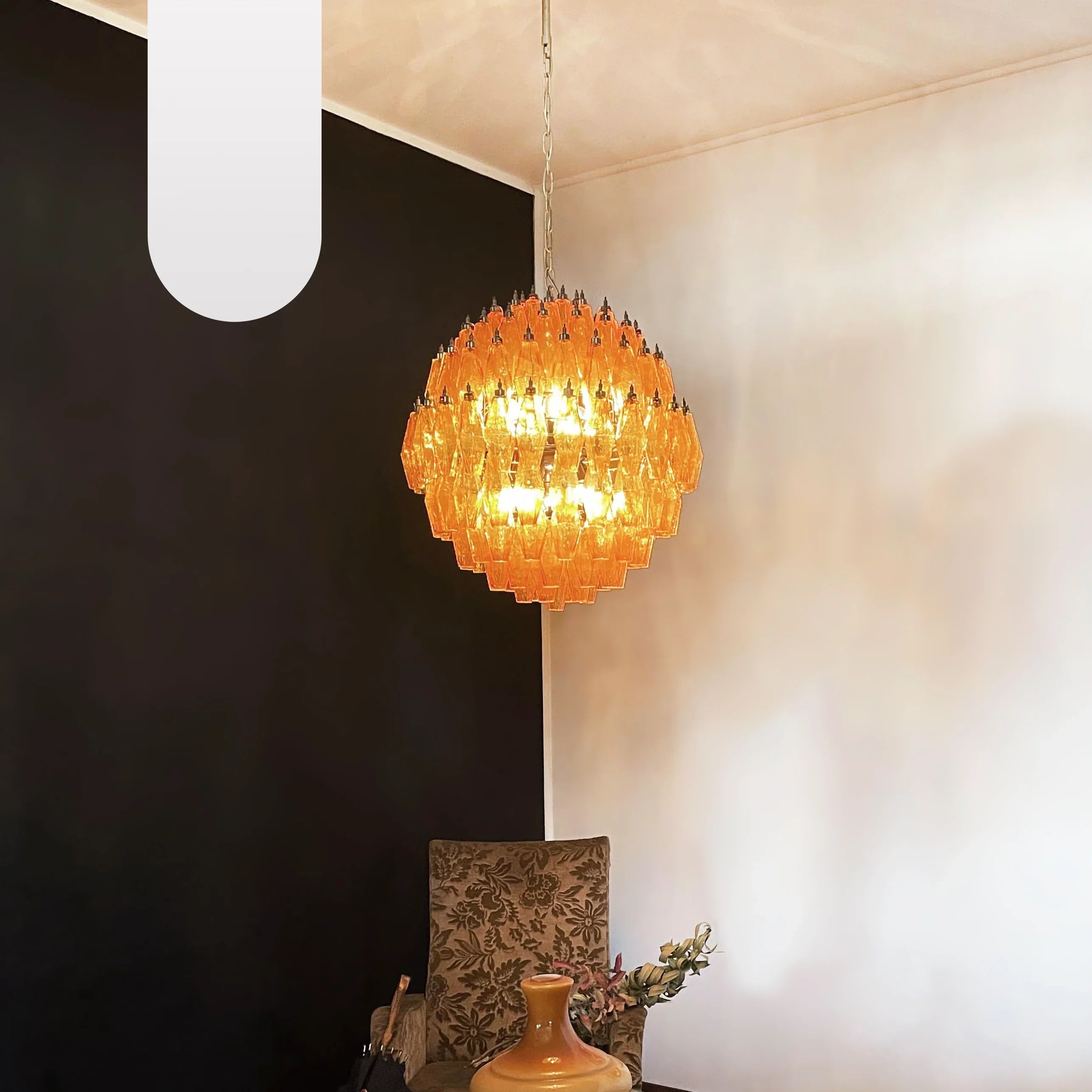 Spherical Murano Poliedri Amber Glass Chandelier product image