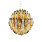 Spherical Murano Poliedri Amber Transparent Glass Chandelier product image