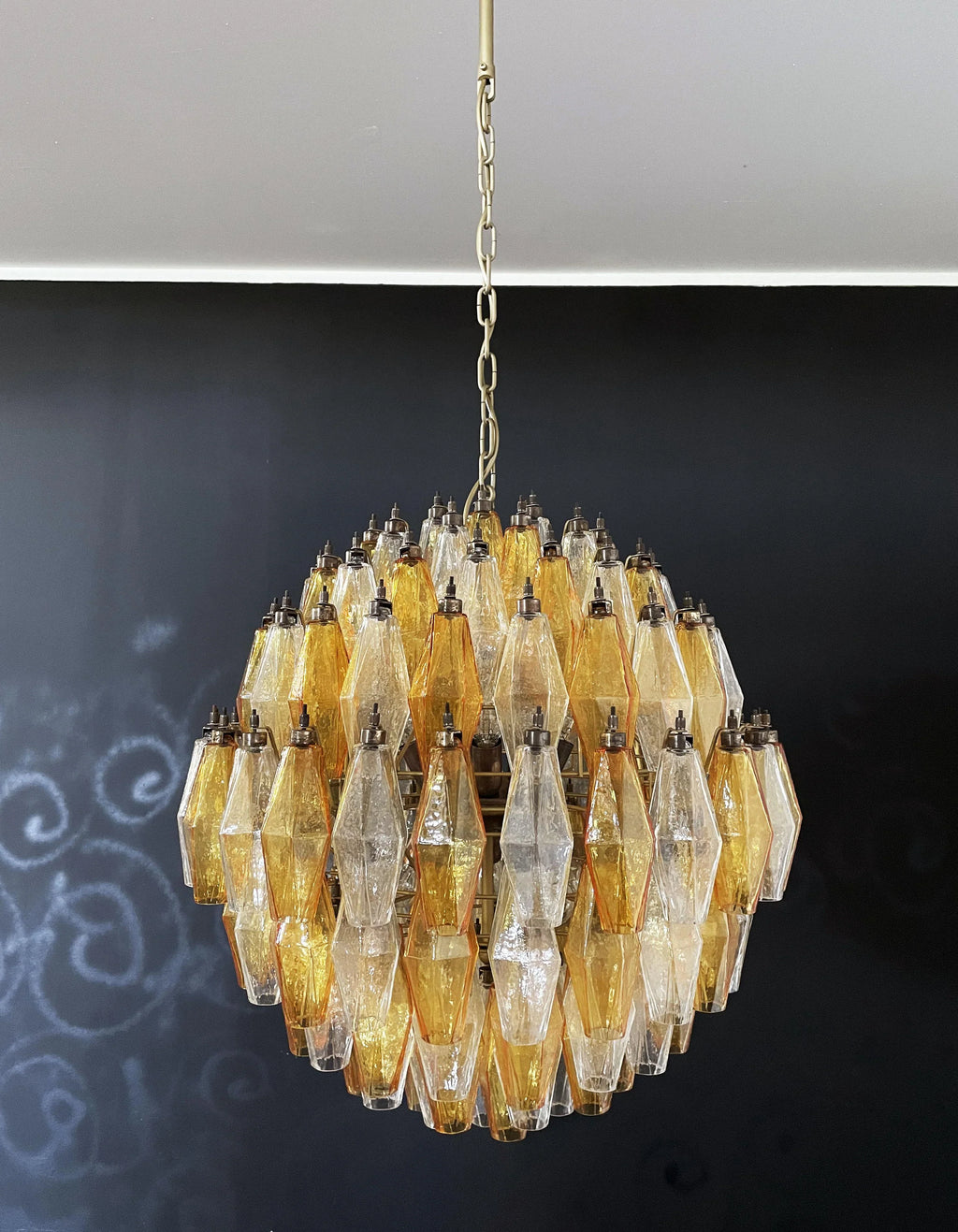 Spherical Murano Poliedri Amber Transparent Glass Chandelier product image