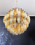 Spherical Murano Poliedri Amber Transparent Glass Chandelier product image