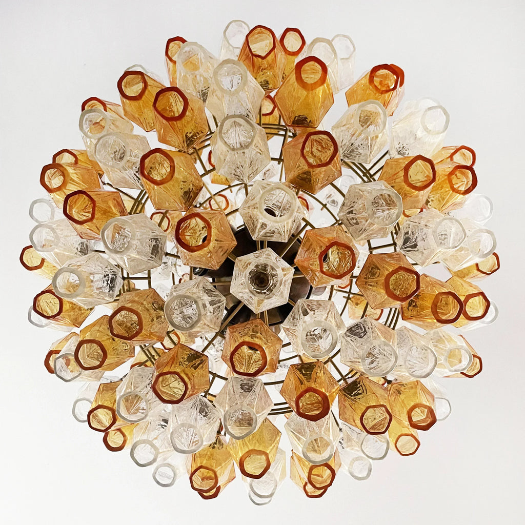 Spherical Murano Poliedri Amber Transparent Glass Chandelier product image