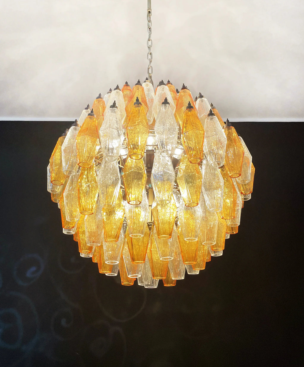 Spherical Murano Poliedri Amber Transparent Glass Chandelier product image