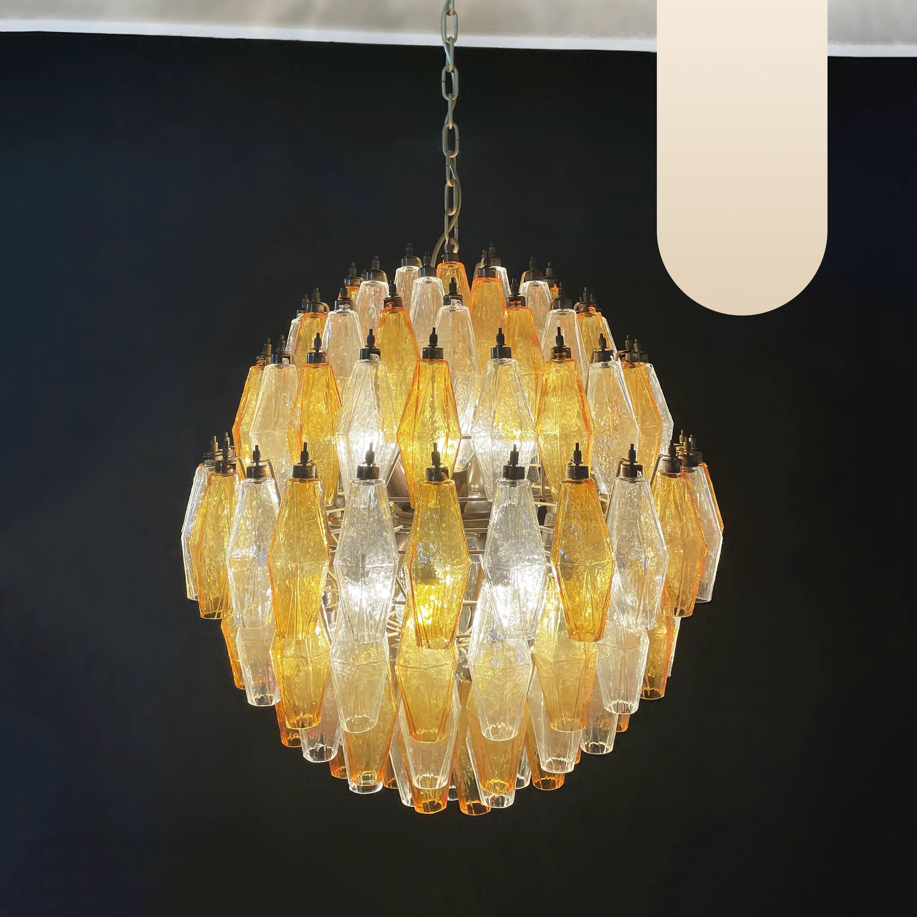 Spherical Murano Poliedri Amber Transparent Glass Chandelier product image