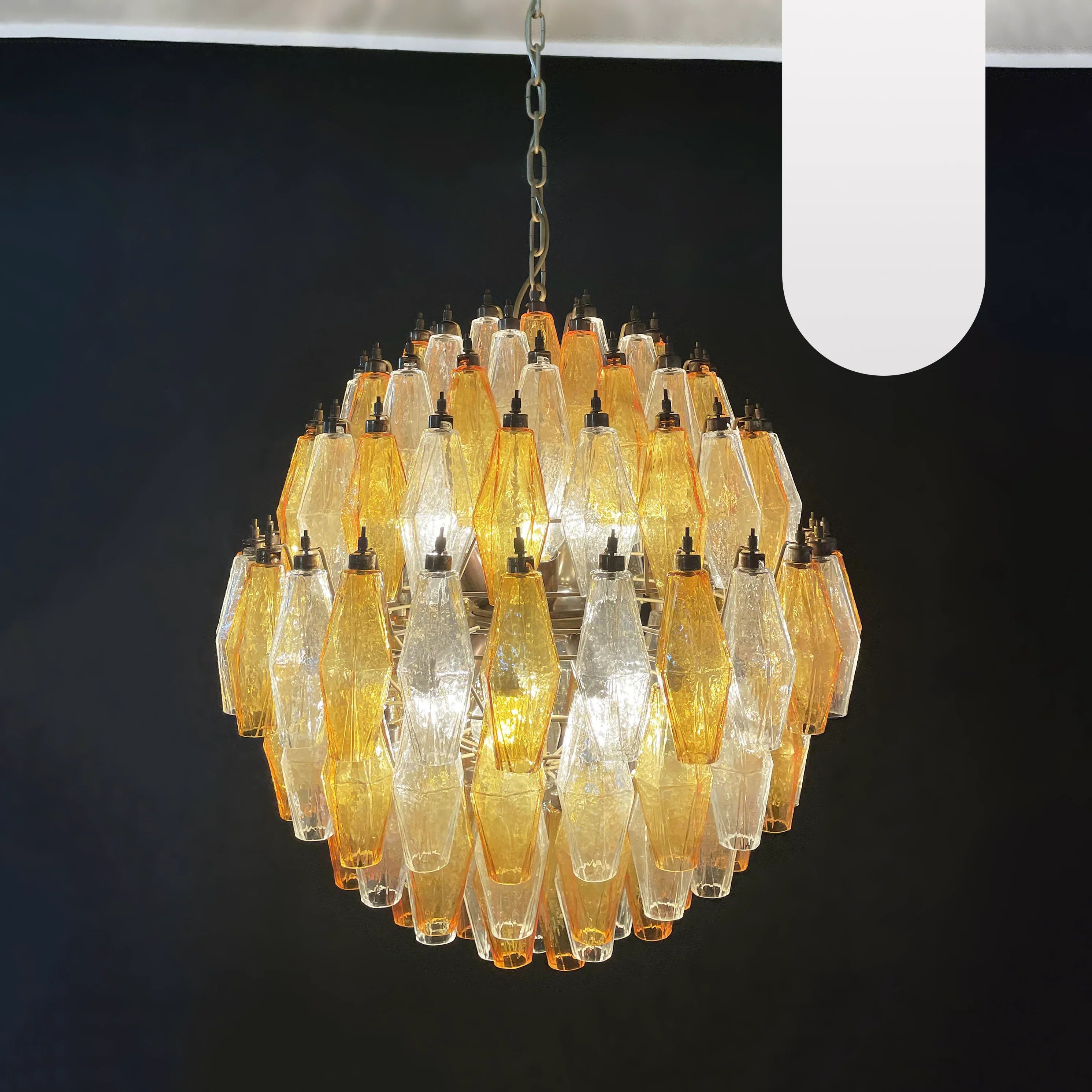 Spherical Murano Poliedri Amber Transparent Glass Chandelier product image
