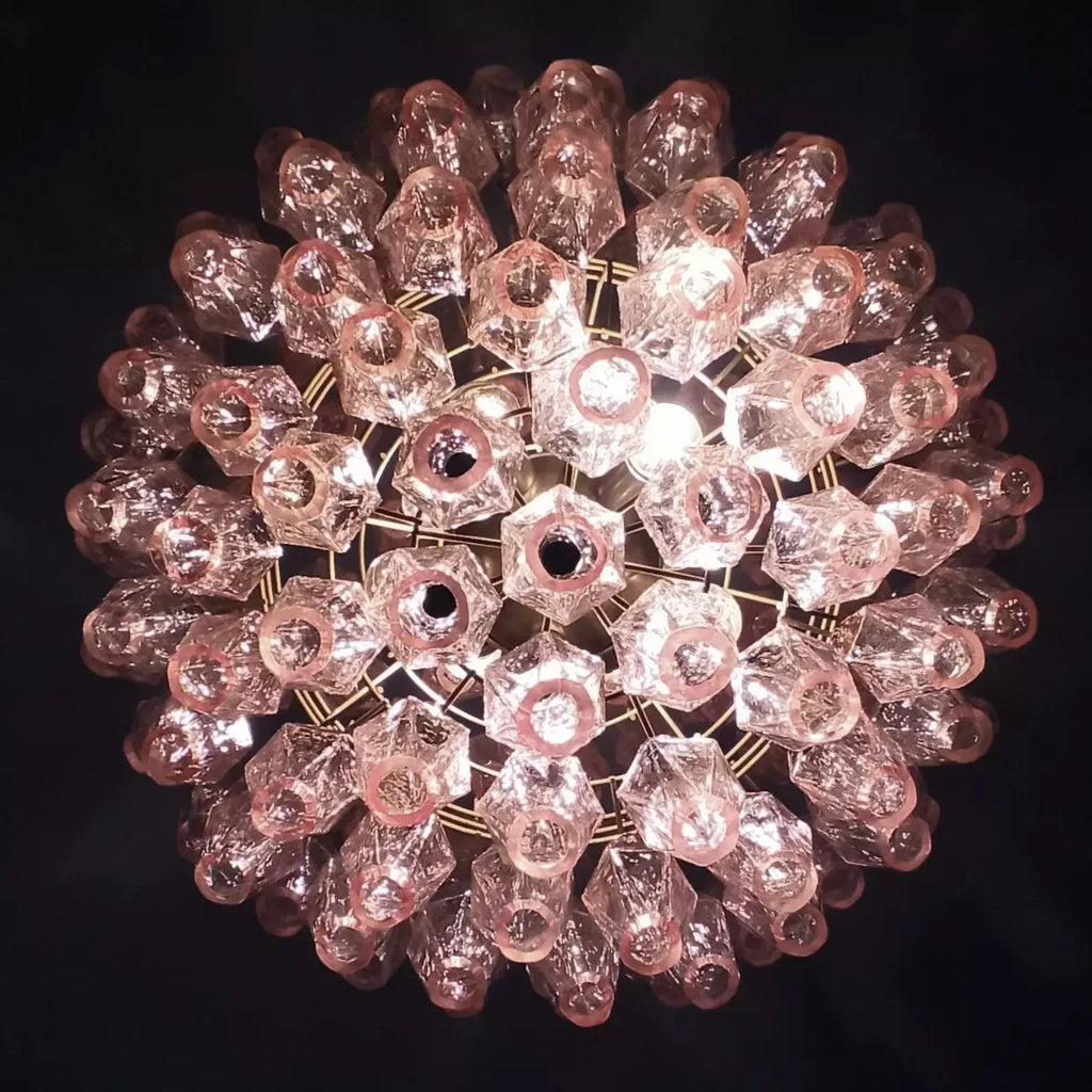 Spherical Murano Poliedri Pink Glass Chandelier product image