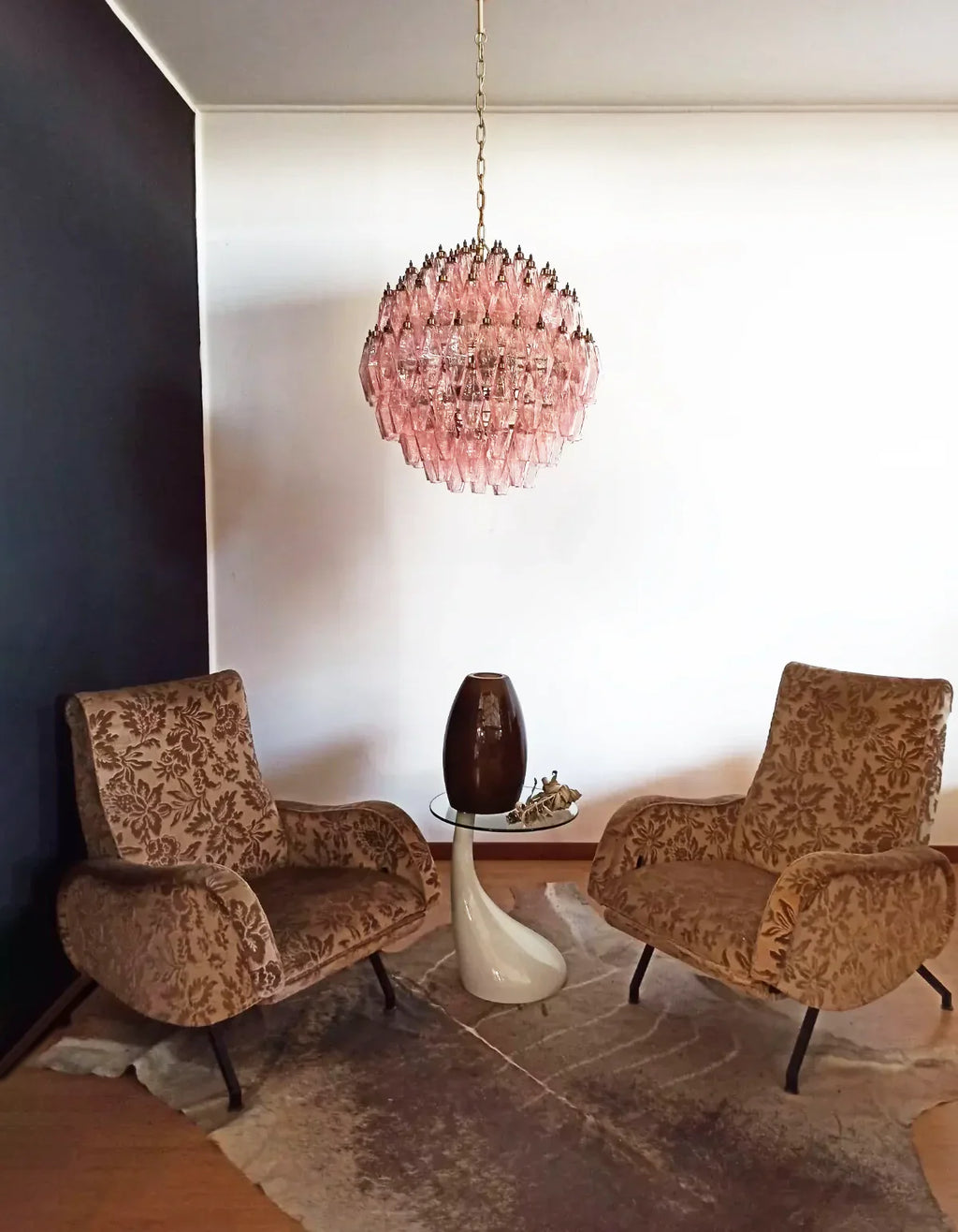 Spherical Murano Poliedri Pink Glass Chandelier product image