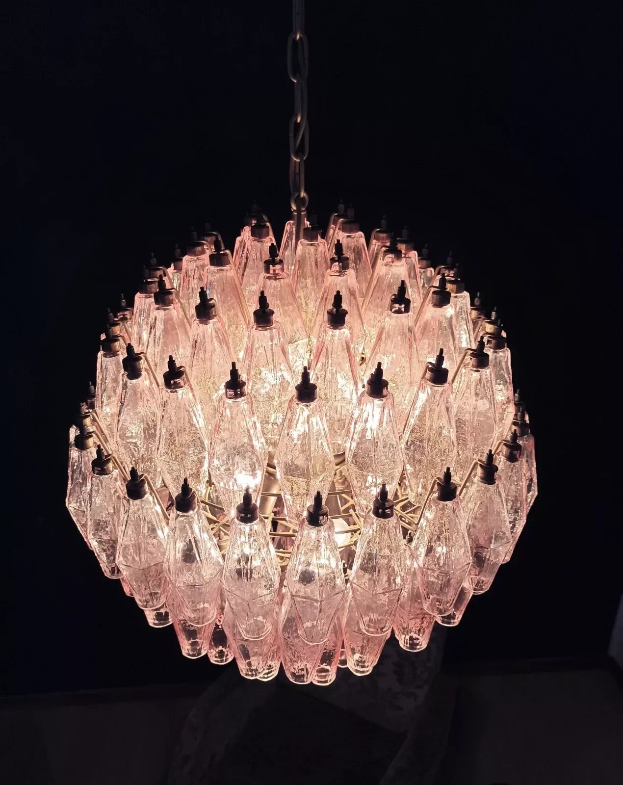 Spherical Murano Poliedri Pink Glass Chandelier product image