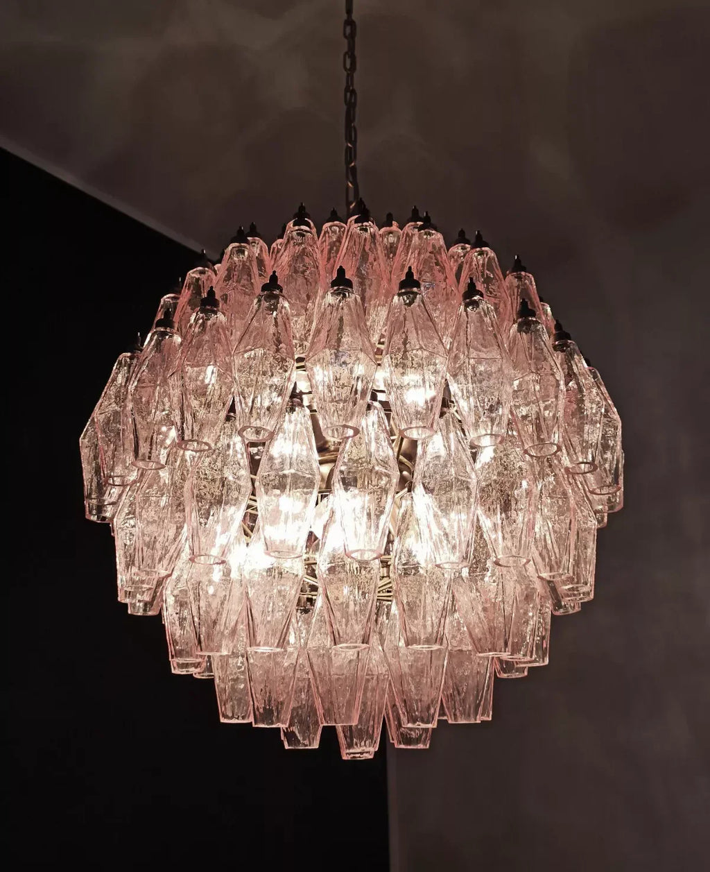 Spherical Murano Poliedri Pink Glass Chandelier product image