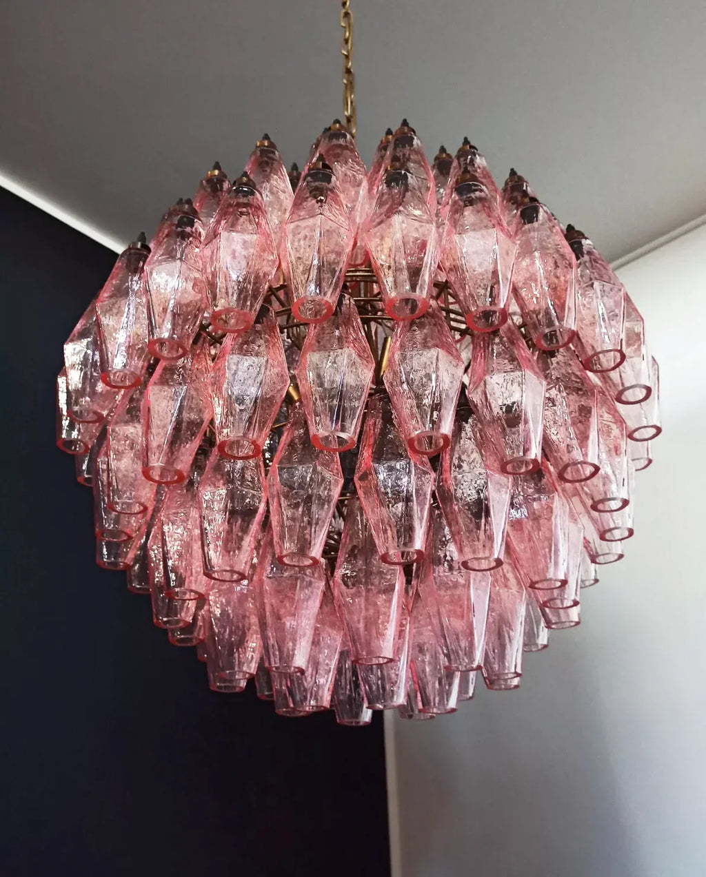 Spherical Murano Poliedri Pink Glass Chandelier product image