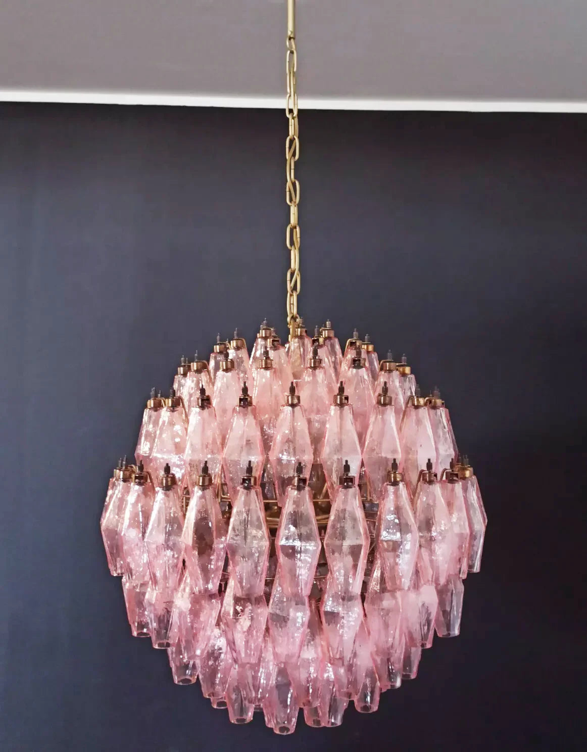Spherical Murano Poliedri Pink Glass Chandelier product image