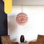 Spherical Murano Poliedri Pink Glass Chandelier product image