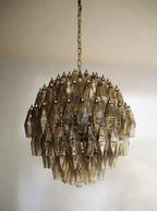 Spherical Murano Poliedri Smoked Glass Chandelier product image