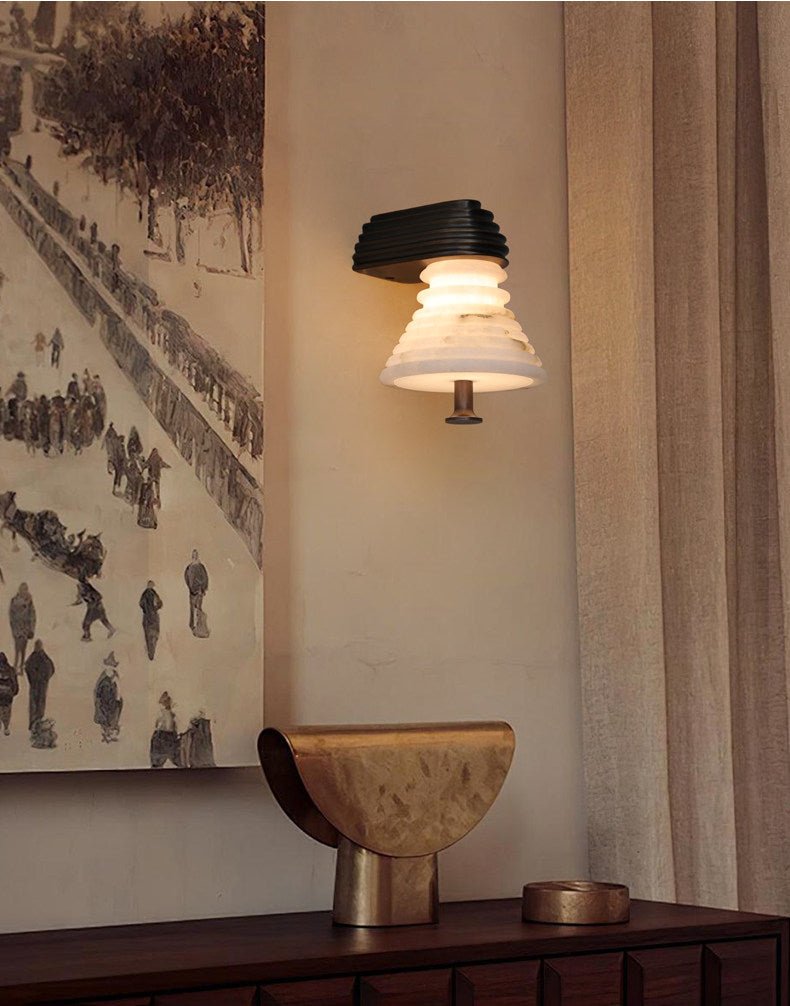 Strata Alabaster Wall Lamp by Bling Lighting Studio