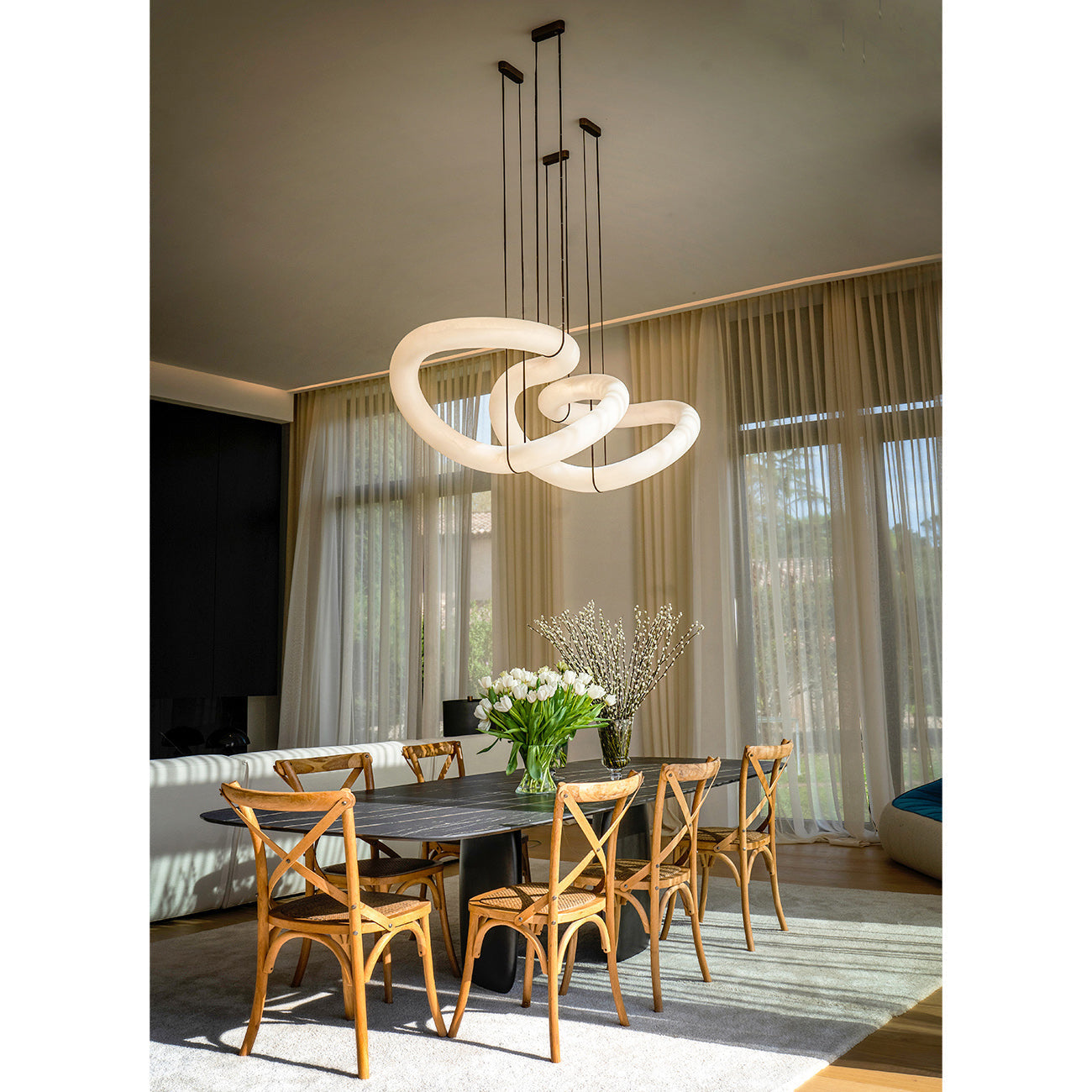 Streamlined Alabaster Pendant Lamp by Bling Lighting Studio