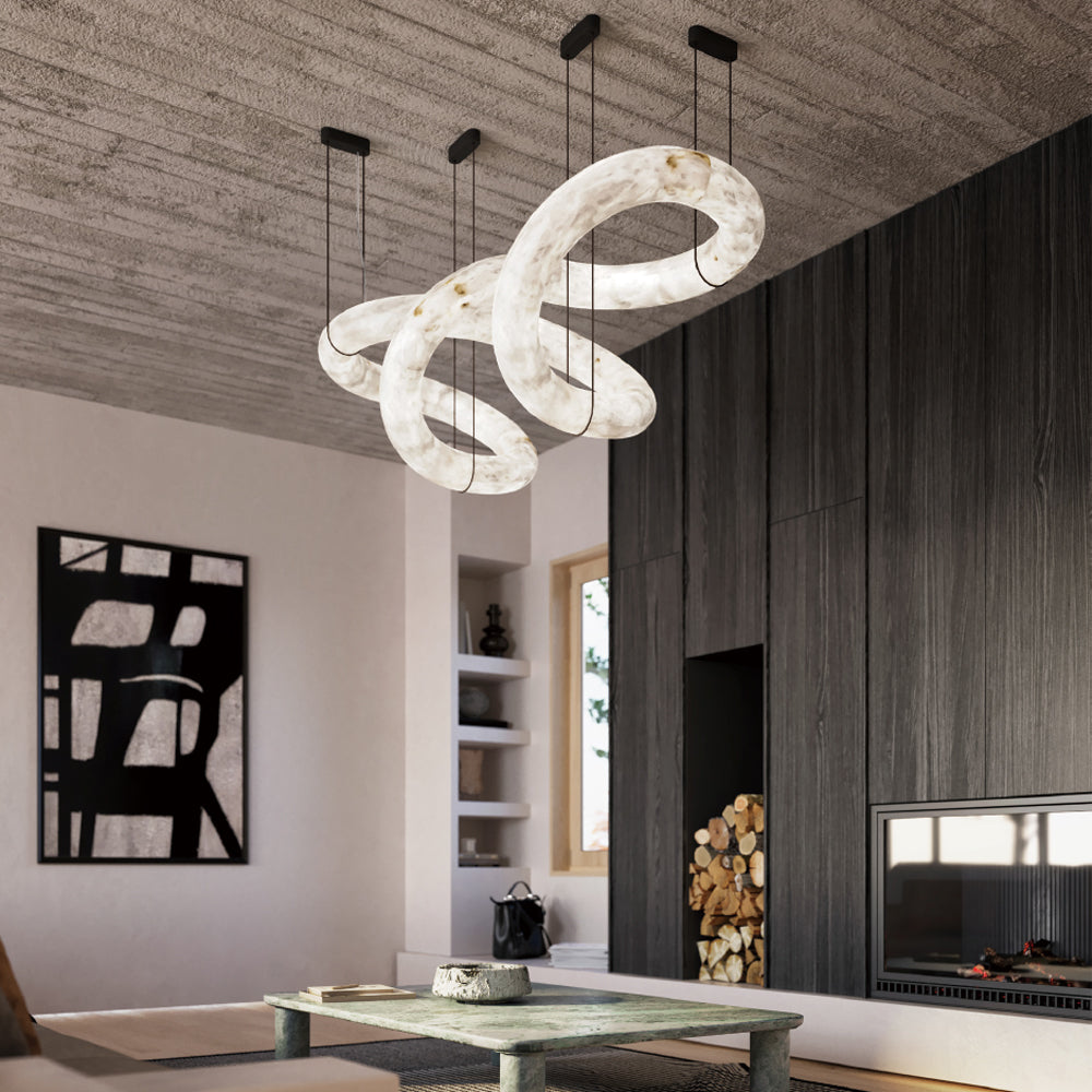 Streamlined Alabaster Pendant Lamp by Bling Lighting Studio