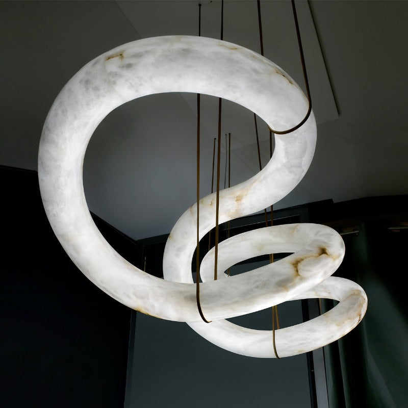 Streamlined Alabaster Pendant Lamp by Bling Lighting Studio