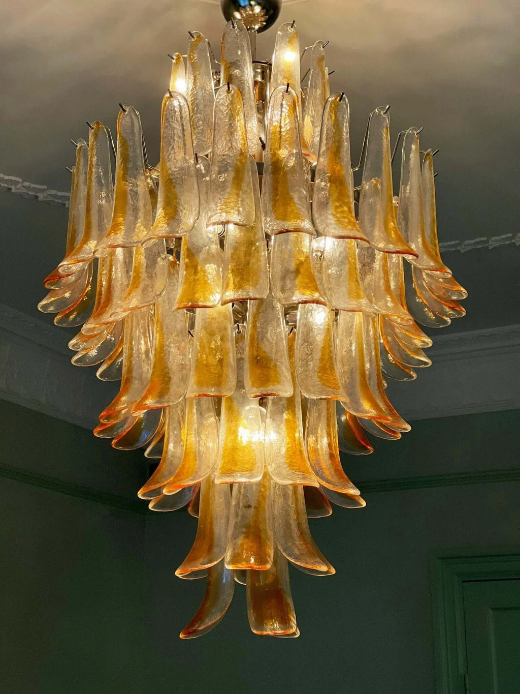 Stunning Murano Amber Glass Petals Chandelier product image